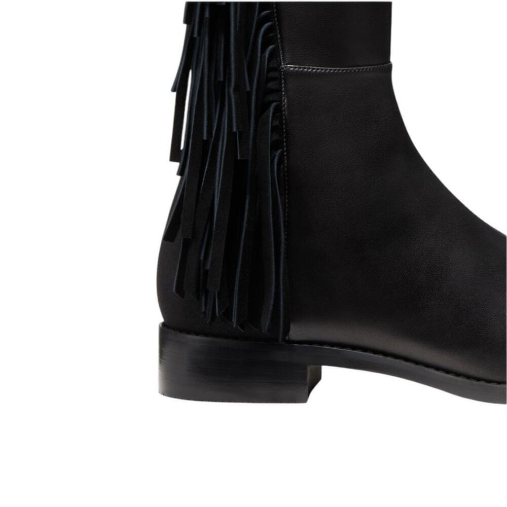 Stuart Weitzman 5050 Fringe Over The Knee Boot In Black Nappa Leather Size 7 - Picture 11 of 16